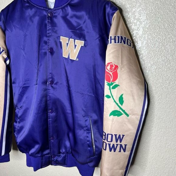 Vintage UW Huskies Rose Bowl Satin Bomber Jacket Small - Picture 3 of 4